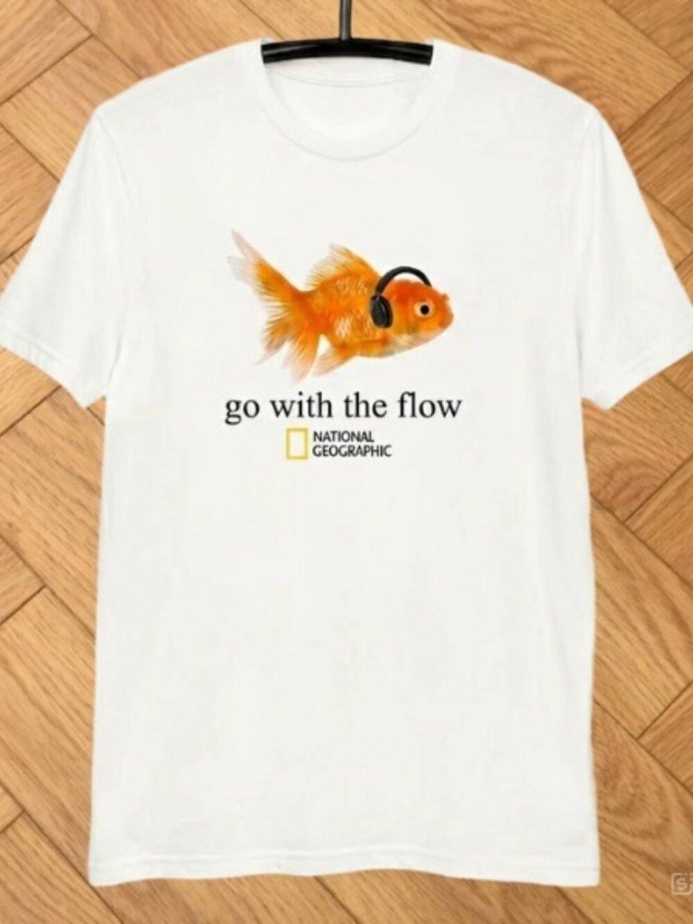 Go With The Flow Goldfish Shirt - National Geographic Parody Funny Fish White Te